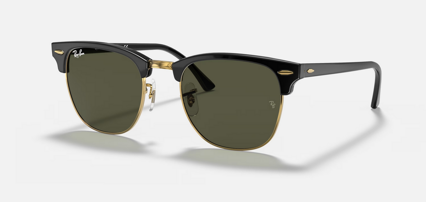 Lentes de sol Ray-Ban Clubmaster Classic RB3016 S - Negro Sobre Dorado - Verde S