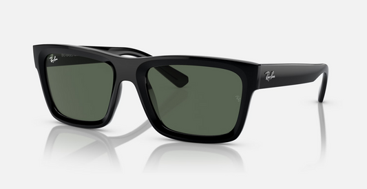 Lentes de sol Ray-Ban Warren Bio-Based RB4396 M - Negro Pulido - Verde Obscuro