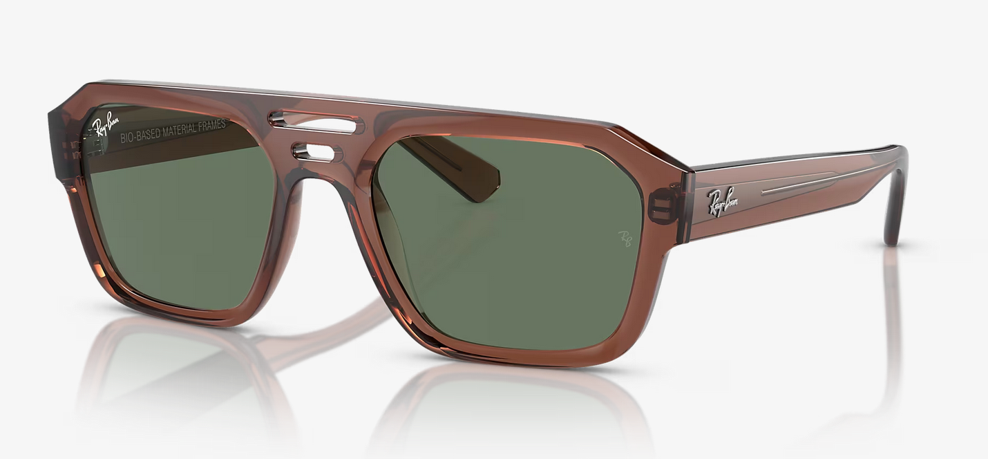 Lentes de sol Ray-Ban Corrigan Bio-Based RB4397 M - Marrón Traslúcido - Verde Obscuro