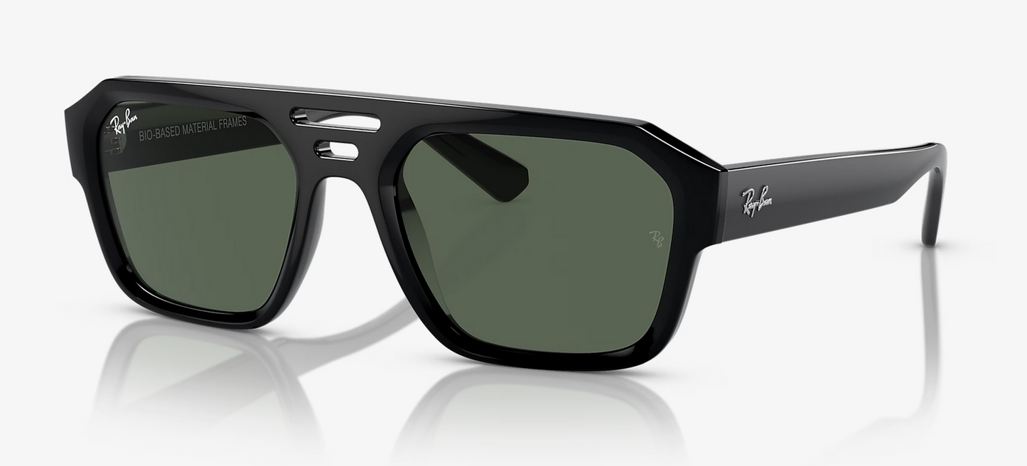 Lentes de sol Ray-Ban Corrigan Bio-Based RB4397 M - Negro - Verde Obscuro