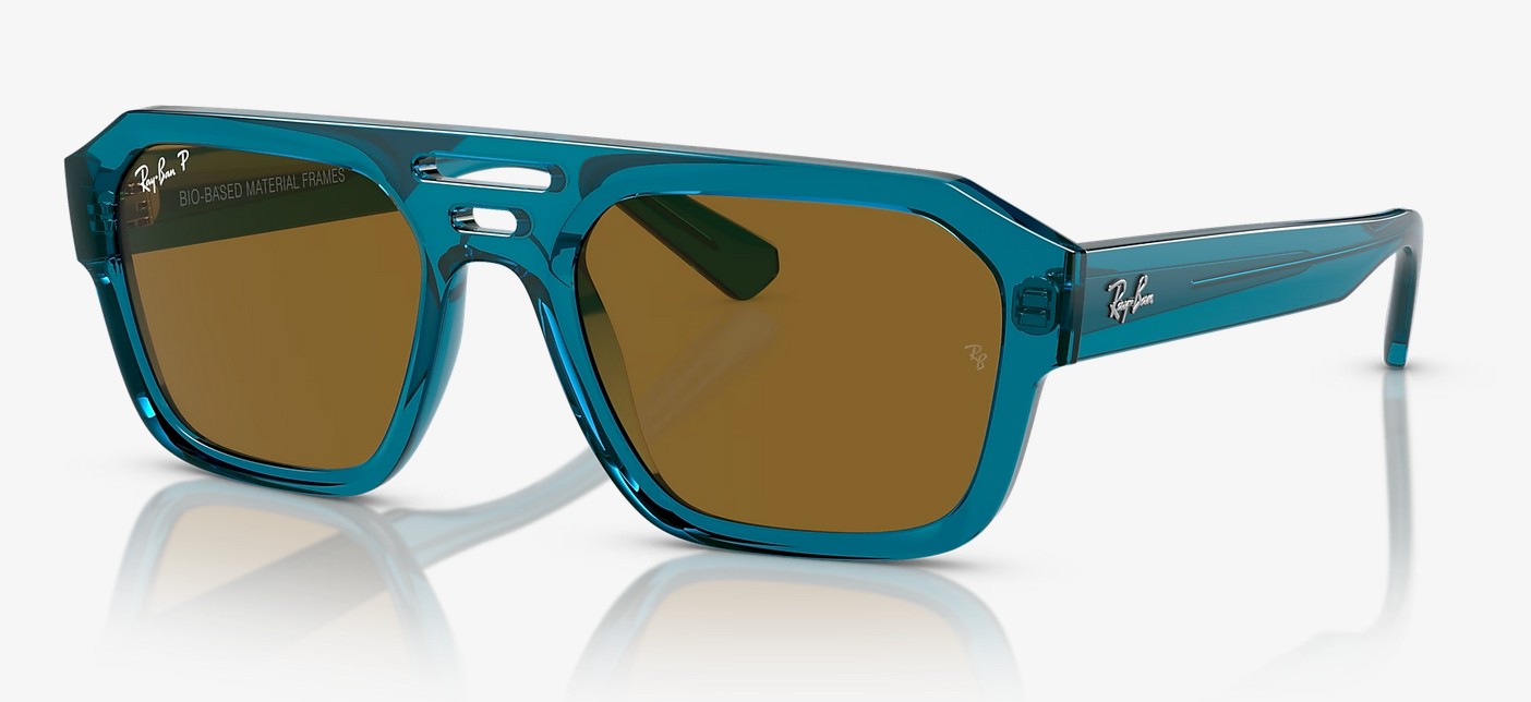 Lentes de sol Ray-Ban Corrigan Bio-Based RB4397 M - Azul Claro Traslúcido - Marrón Obscuro