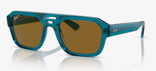 Lentes de sol Ray-Ban Corrigan Bio-Based RB4397 M - Azul Claro Traslúcido - Marrón Obscuro