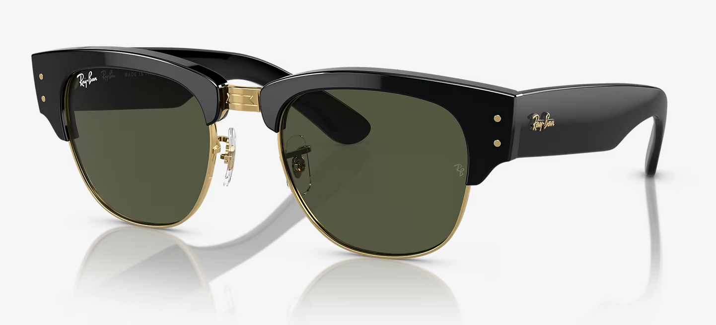 Lentes de sol Ray-Ban Mega Clubmaster RB0316S M - Negro Sobre Dorado - Verde