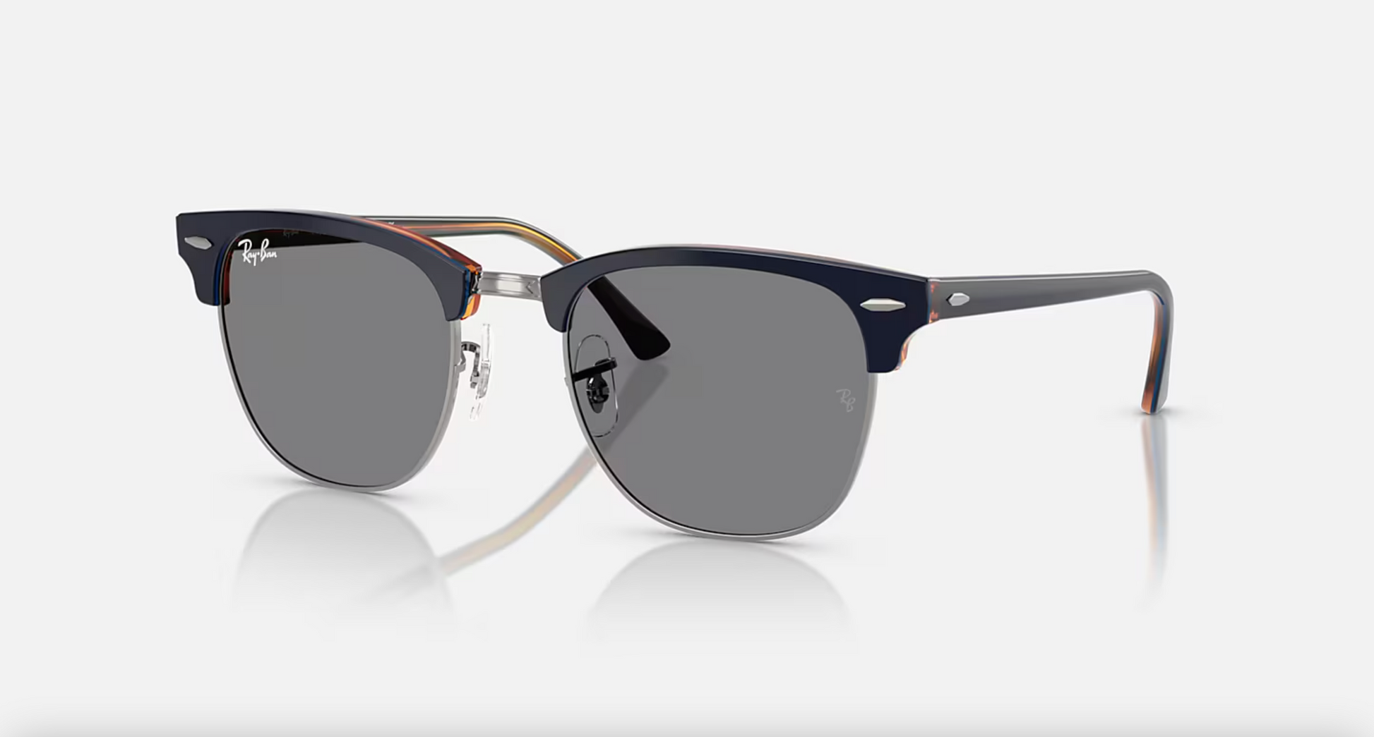 Lentes de sol Ray-Ban Clubmaster Classic RB3016 - blue-on-red-havana-on-gunmetal-dark-grey