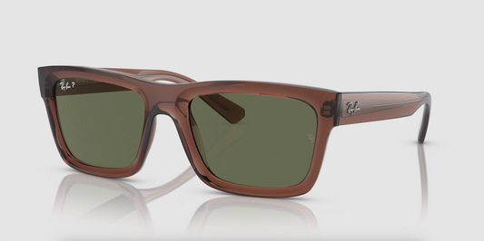 Lentes de sol Ray-Ban Warren Bio-Based RB4396 M - Marrón Traslúcido - Verde Obscuro Polar