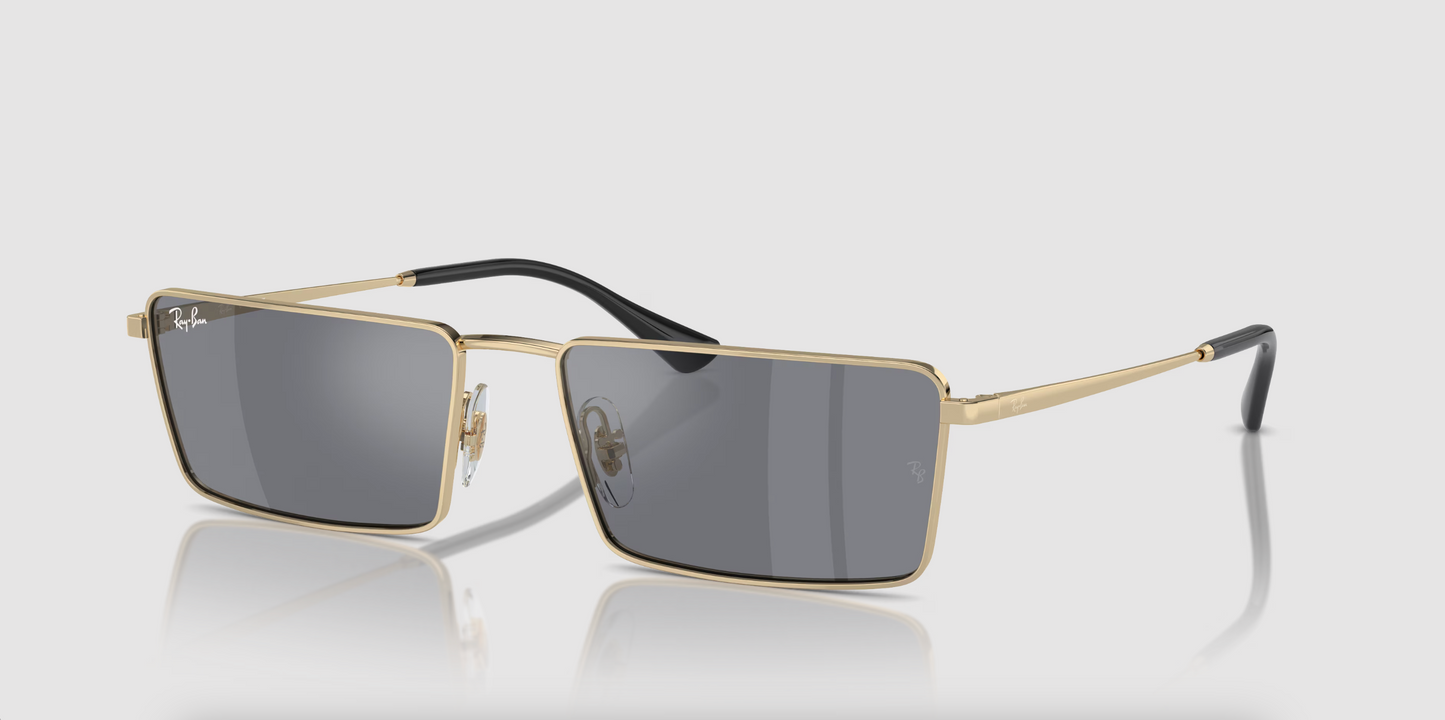 Lentes de sol Ray-Ban Emy Bio-Based RB3741 - Dorado Claro - Gris Oscuro y Plateado Flash Espejeado
